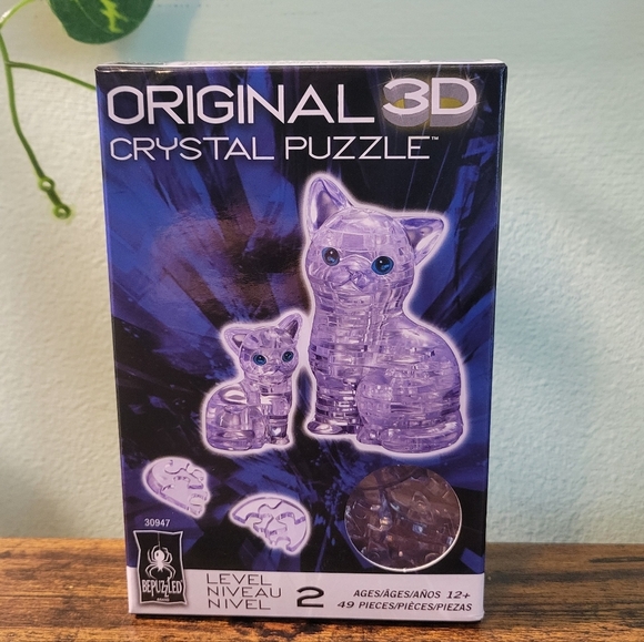 Original 3D Crystal Puzzle Cat & Kitten Level 2 Complete Adult Toy - Picture 3 of 5